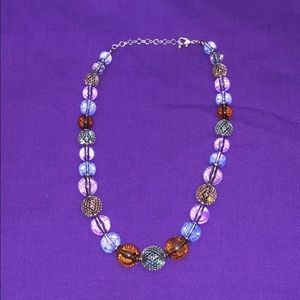 Clear‎ multi colored beaded necklace 18”